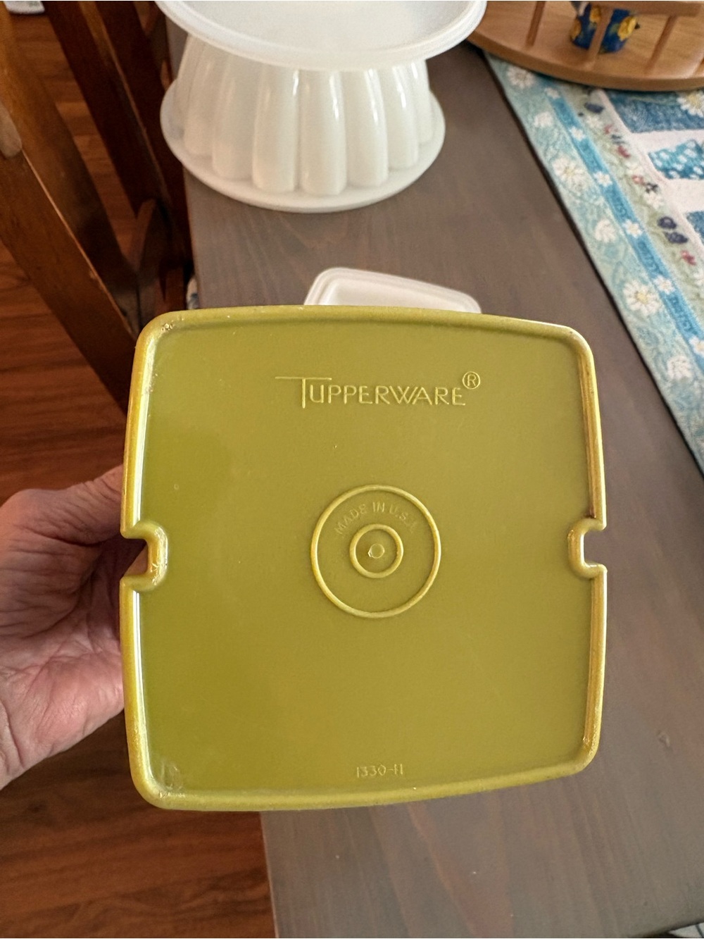 Tupperware olive green pickle container